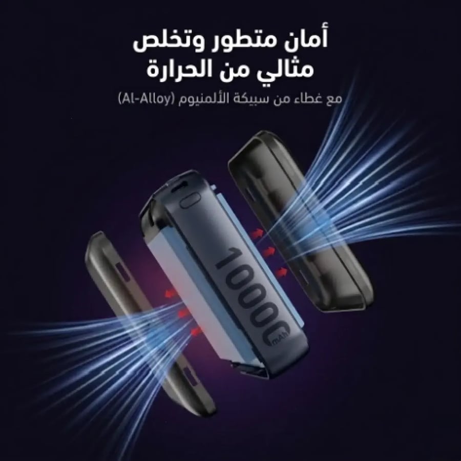 بطارية متنقلة جودا 10000 صغير الحجم مع كيبل مدمج تايب سي