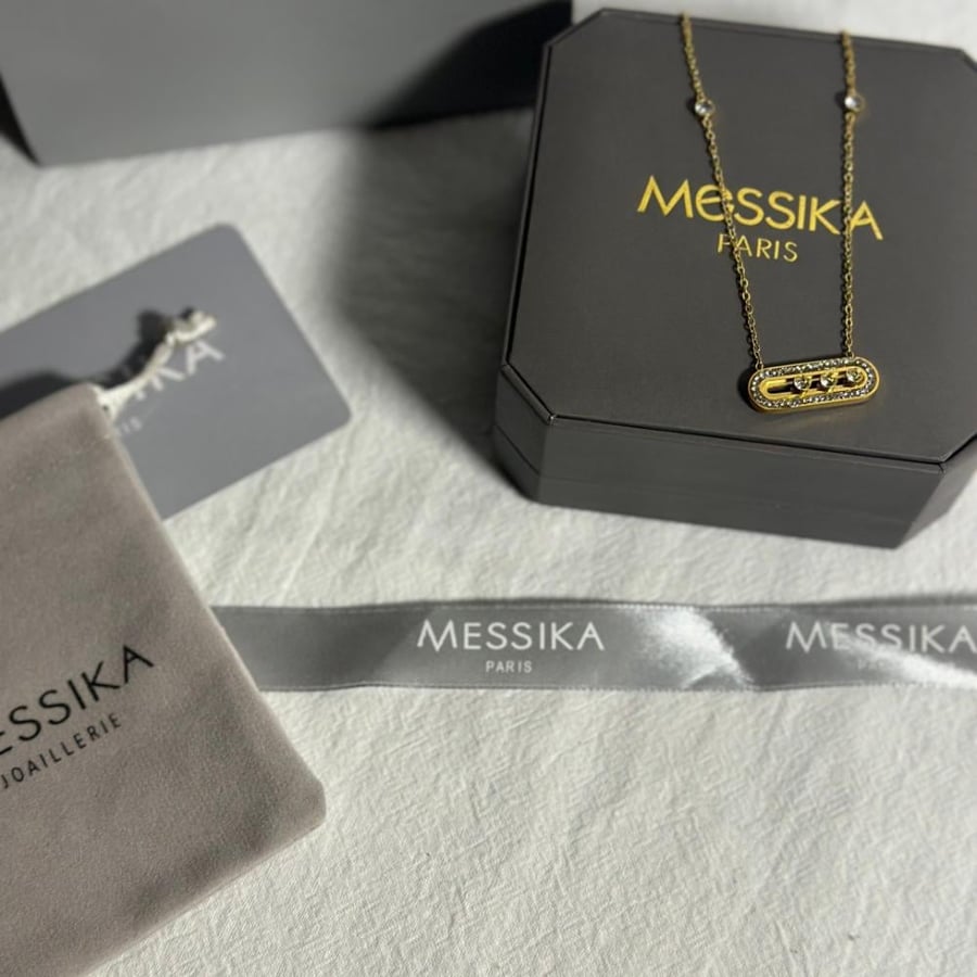 Gold M necklace