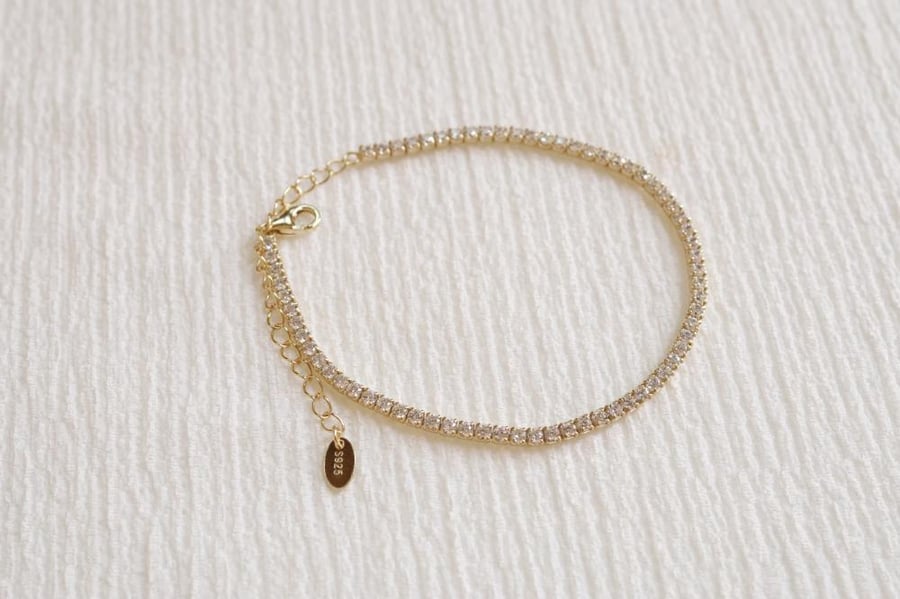 Silver tennis bracelet, 925 alloy, stone size 2.0 mm