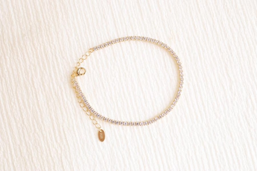 Silver tennis bracelet, 925 alloy, stone size 2.0 mm