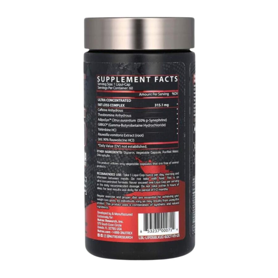 نوتريكس ليبو6 بلاك لتعزيز خسارة الوزن 120 حبة | LIPO-6 Black Ultra Concentrate
