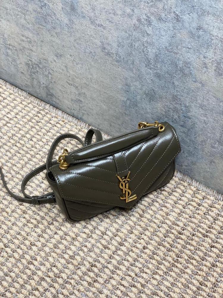 College Mini Chain Bag In Shiny Crackled Leather