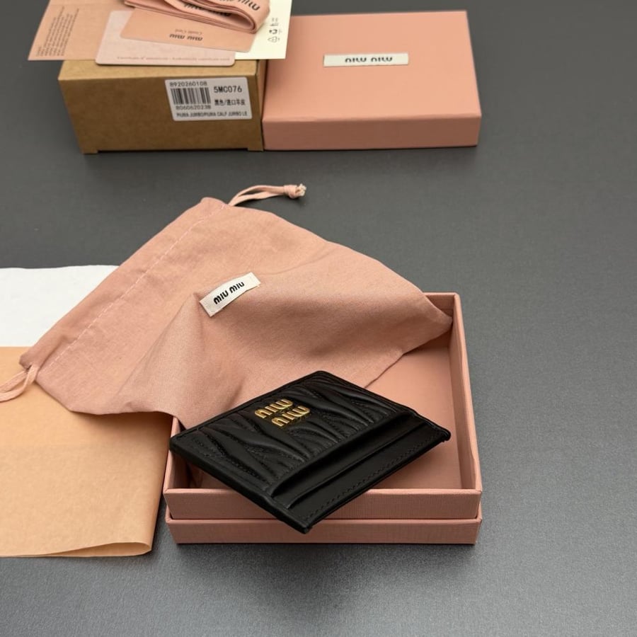 Matelassé nappa leather card holder