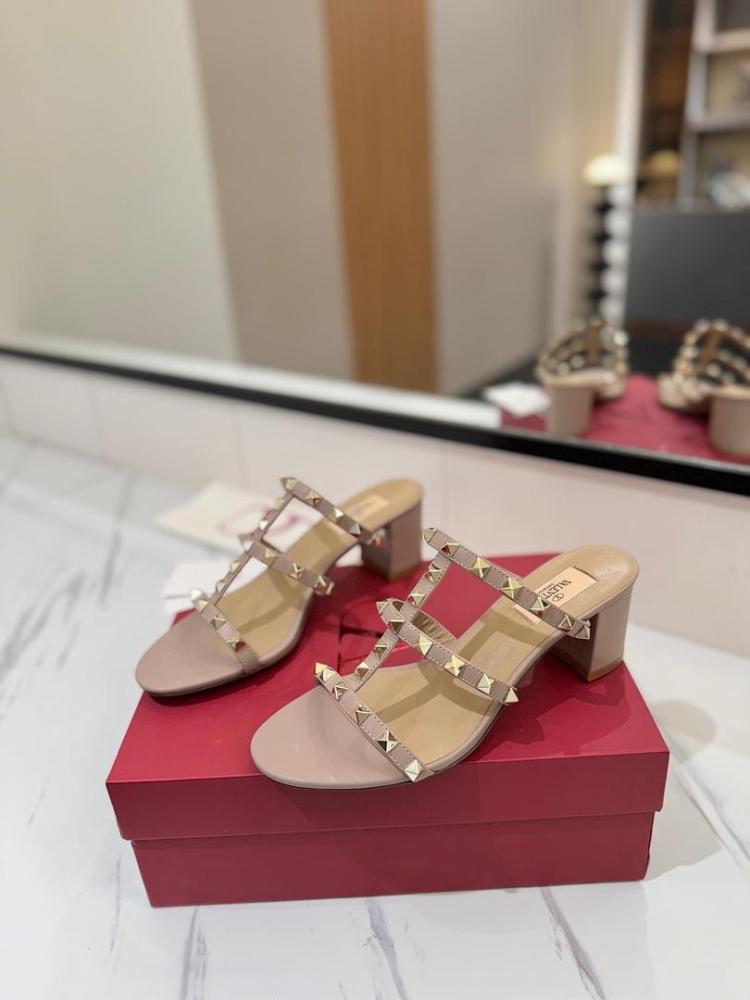 ROCKSTUD CALFSKIN LEATHER SLIDE SANDAL 60 MM Valentino