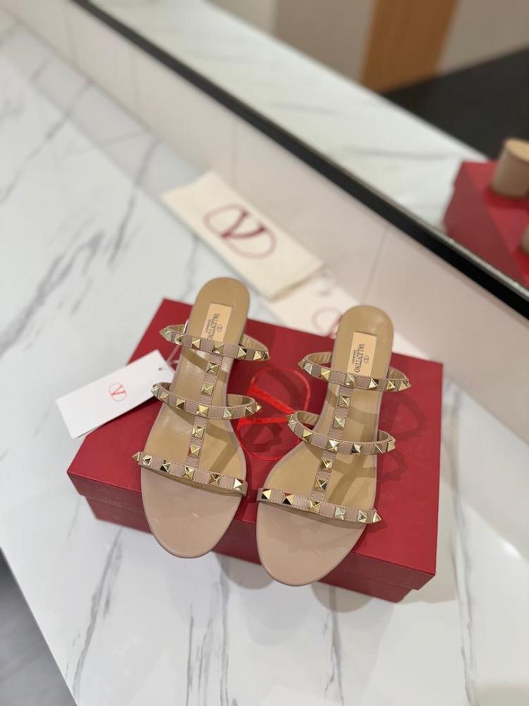 ROCKSTUD CALFSKIN LEATHER SLIDE SANDAL 60 MM Valentino