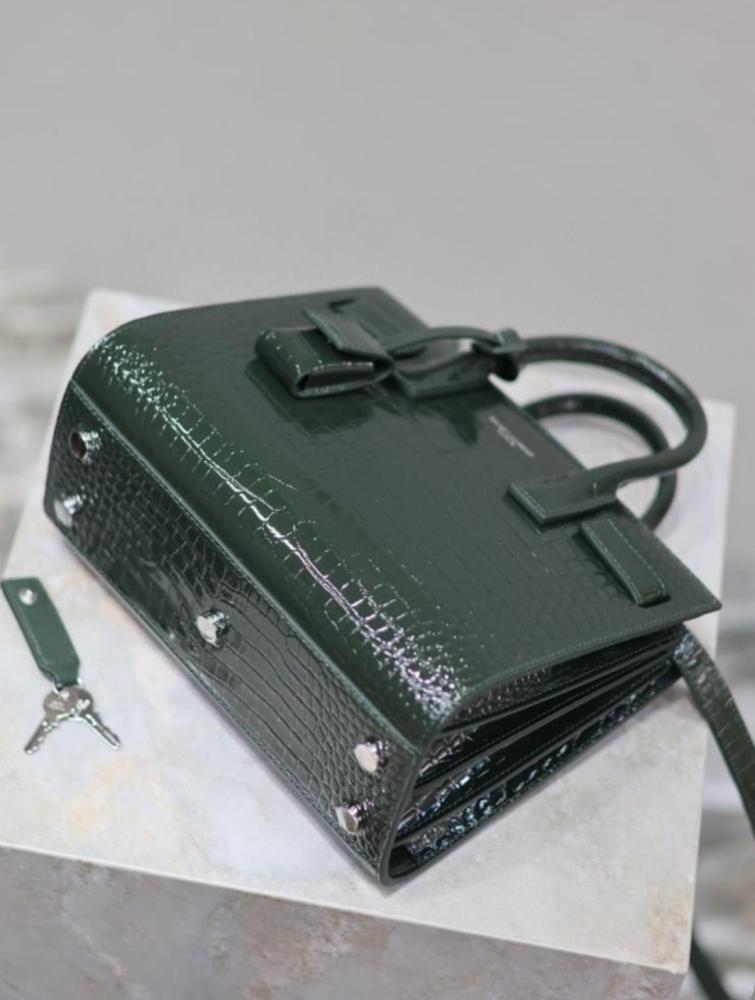 Classic Sac de Jour Nano in Crocodile-Embossed Shiny Leather