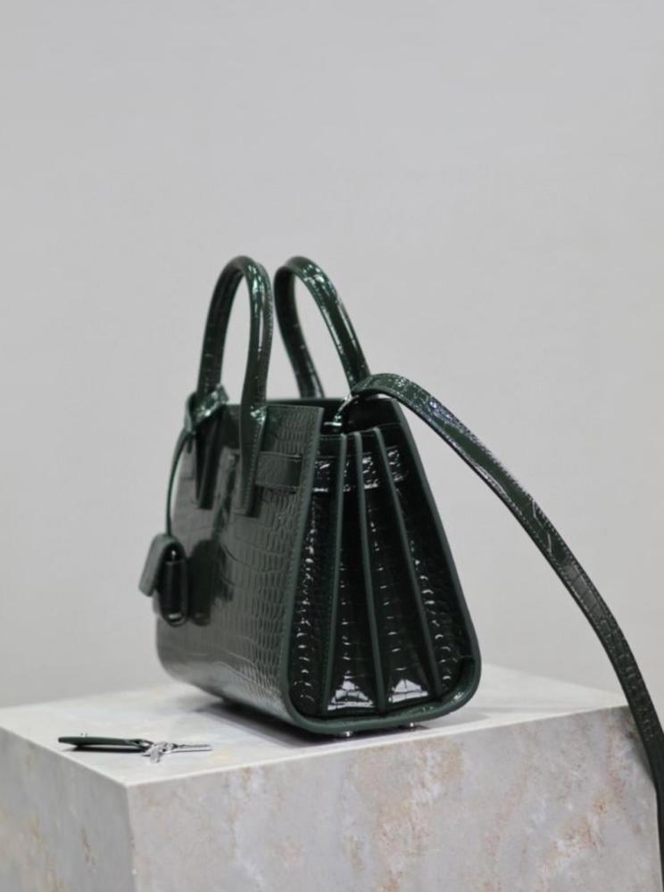 Classic Sac de Jour Nano in Crocodile-Embossed Shiny Leather