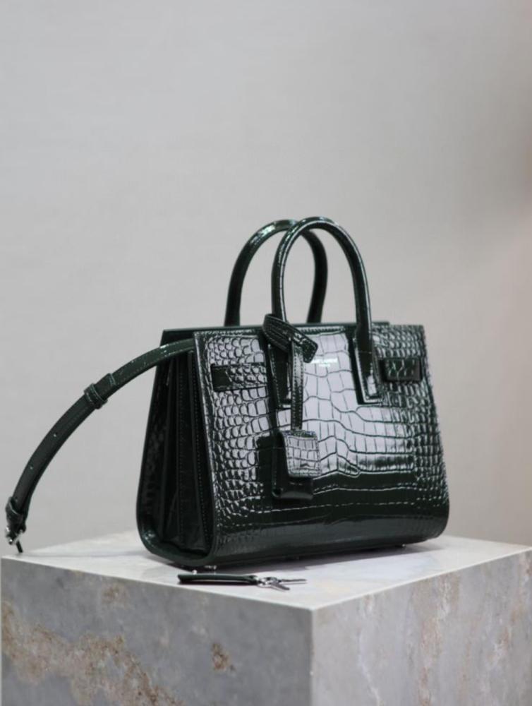 Classic Sac de Jour Nano in Crocodile-Embossed Shiny Leather