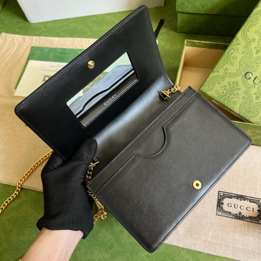 GG Matelassé Chain Wallet in Leather
