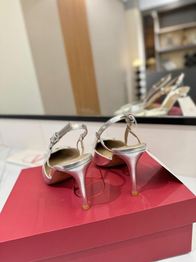 Valentino V logo Heel Silver