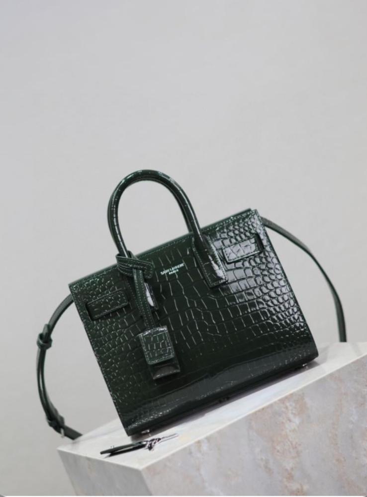 Classic Sac de Jour Nano in Crocodile-Embossed Shiny Leather
