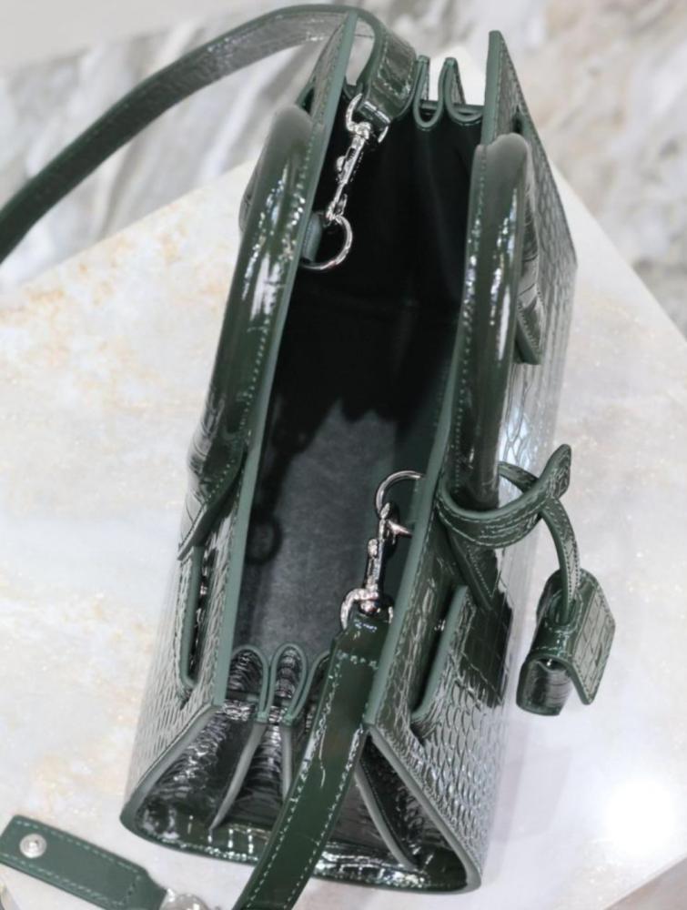 Classic Sac de Jour Nano in Crocodile-Embossed Shiny Leather