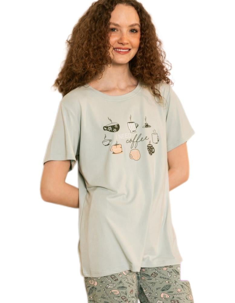 ملابس نوم نسائية قطن زيتي فاتح m-xxl