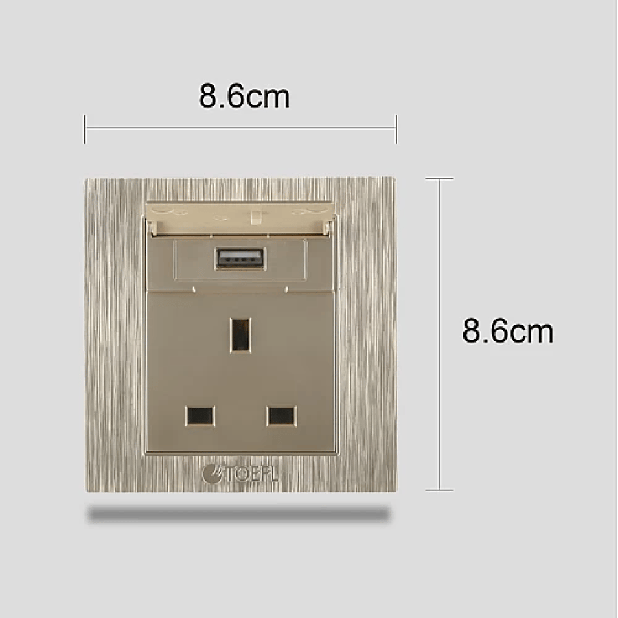 فيش ثلاثي ذهبي فاتح+1USB+C3BS توفل