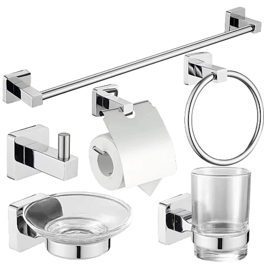 Stainless steel 304 chrome square base accessory set
