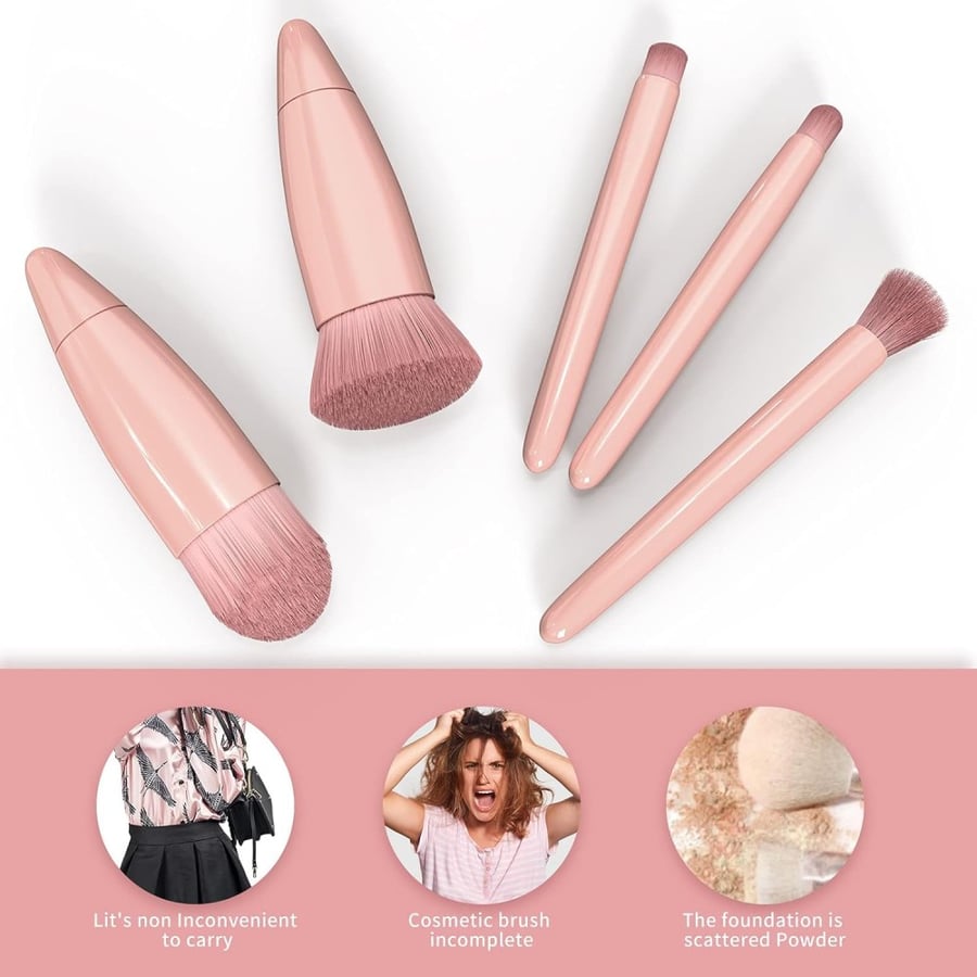 فرش مكياج مع مرآة سهلة التنقل لون بني من drob beauty