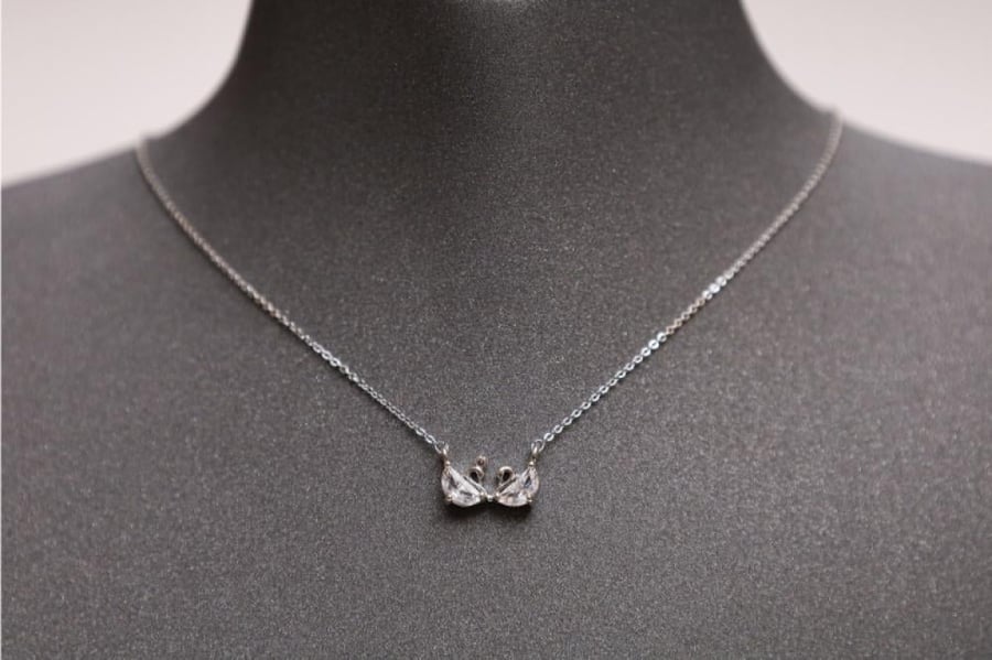 The necklace of the two doves embracing - silver