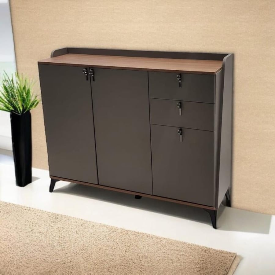 3-door shoe cabinet with drawers – practical design and perfect elegance