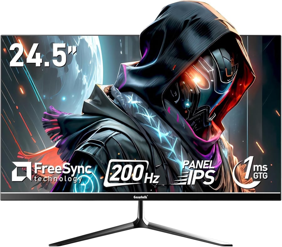 شاشة ألعاب 24.5 بوصة 165/200 هرتز IPS FHD (1920×1080 بكسل) فري سينك 99% sRGB لشاشات الكمبيوتر للاستخدام المنزلي والمكتب مع HDMI وكيبل شحن سريع من جوفولك (جديد)
