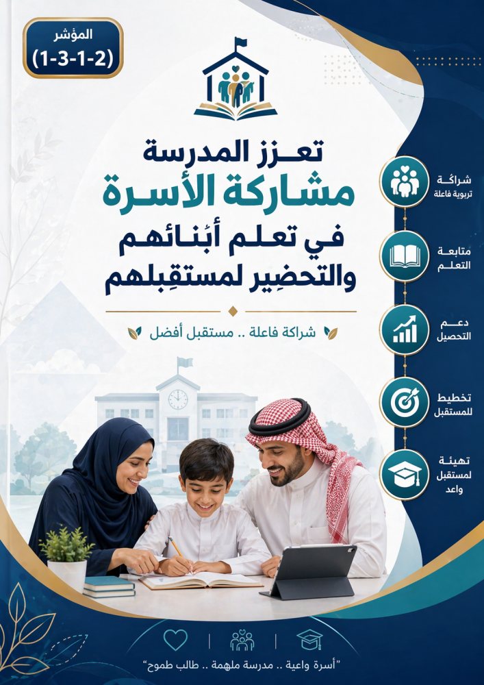 المؤشر   2-1-3-1   تعزز المدرسة مشاركة الأسرة في تعلم أبنائهم والتحضير