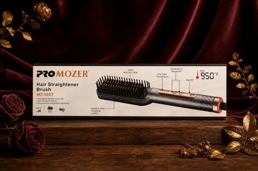 مشط تنعيم الشعر الاحترافي PROMOZER MZ-5807 – سلاسة صالونات التجميل في منزلك!