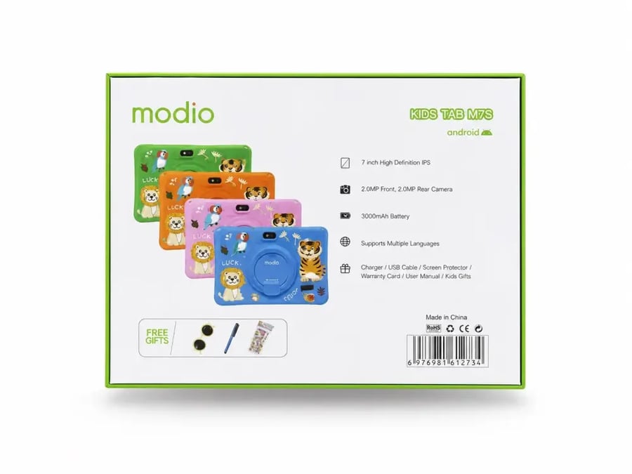 تابلت الأطفال Modio Kids Tab M78 – شاشة 7 بوصة بحافظة كرتونية جميلة
