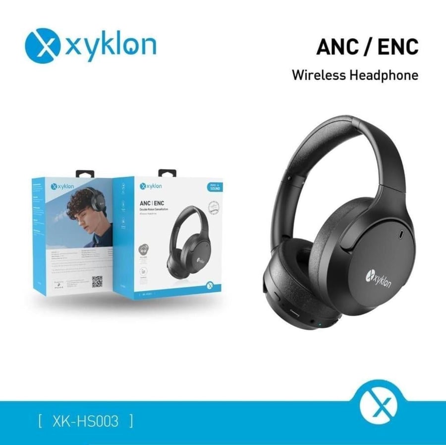 سماعة رأس لاسلكية ماركة Xyklon مع ANC + ENC لعزل ضوضاء مزدوج، صوت نقي، وبلوتوث 5.3 لاتصال أسرع وتجربة استماع مثالية