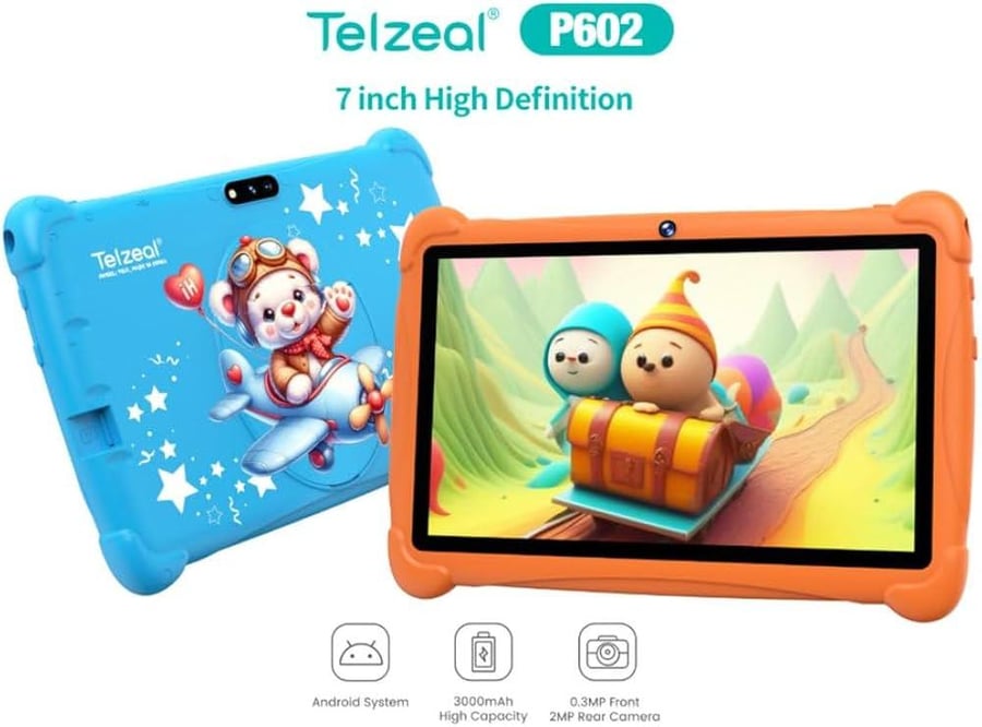 تابلت الأطفال الذكي موديل Telzeal P602 | شاشة 7 بوصة HD | 128 GB Ram 4