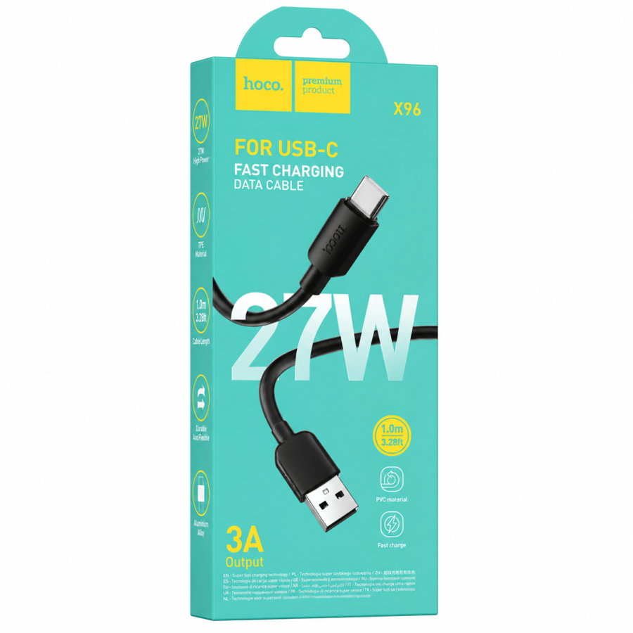 كيبل HOCO X96 Hyper USB إلى Type-C للشحن السريع ونقل البيانات – 27 واط، 1 متر E29