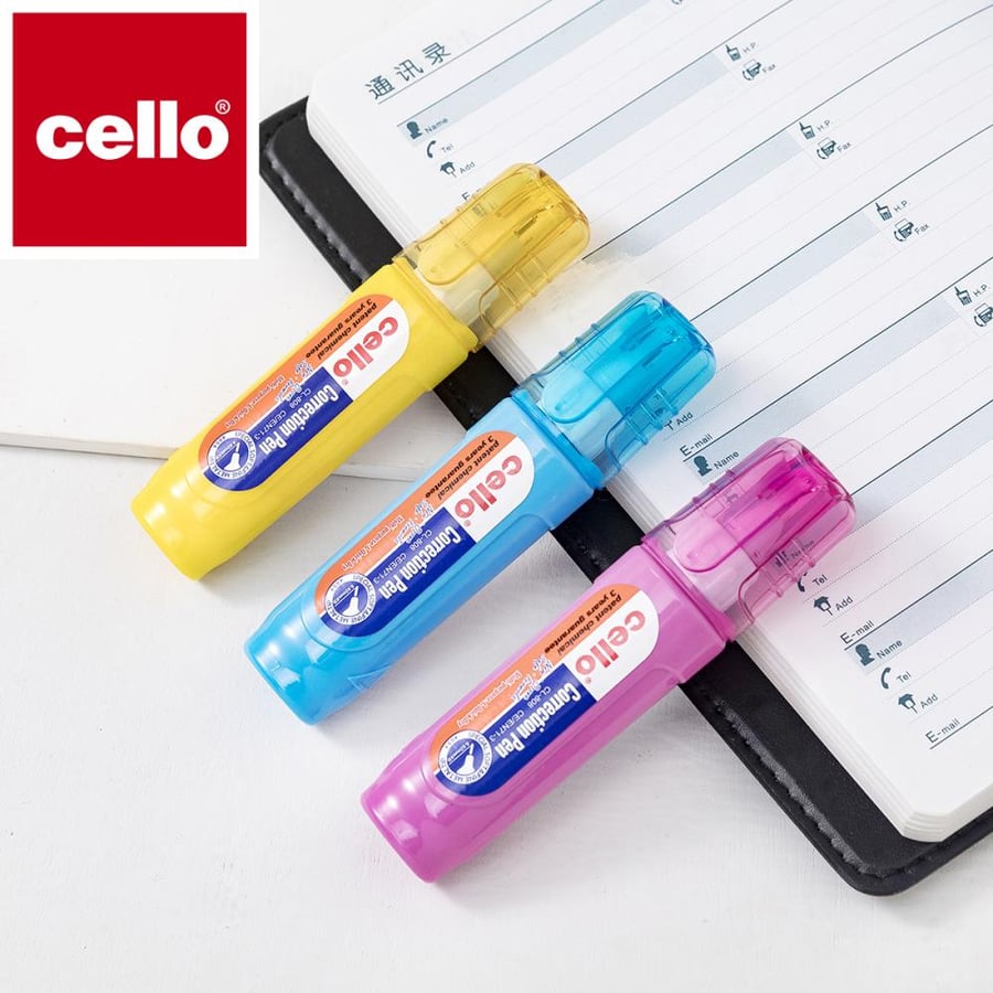 قلم تصحيح Cello – سريع الجفاف برأس دقيق