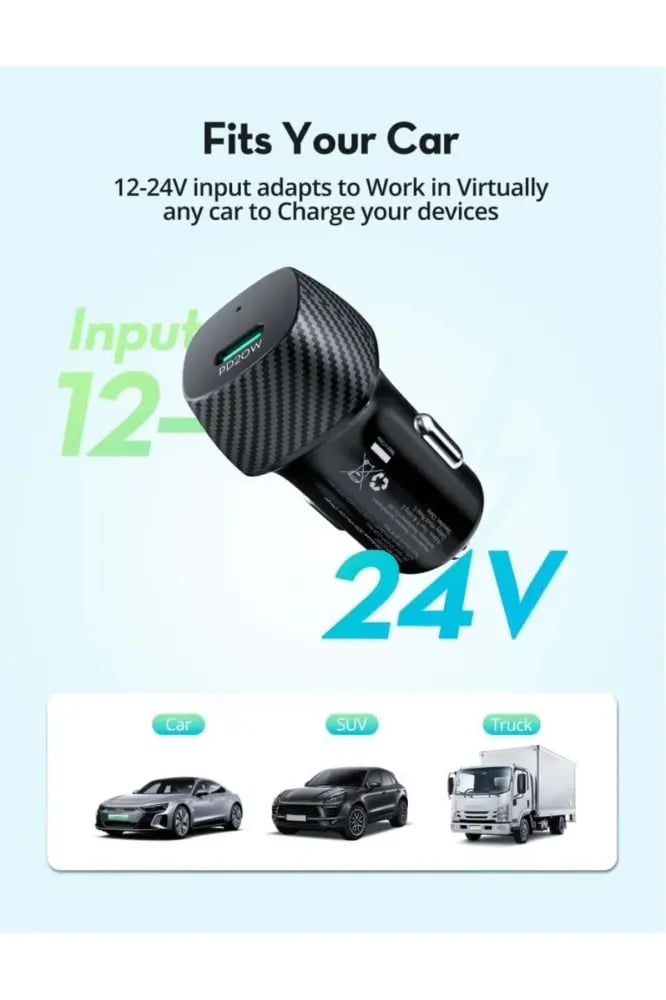 شاحن سيارة RP-VC1018 PD Pioneer 20W + كابل USB-C إلى USB-C باللون الأسود