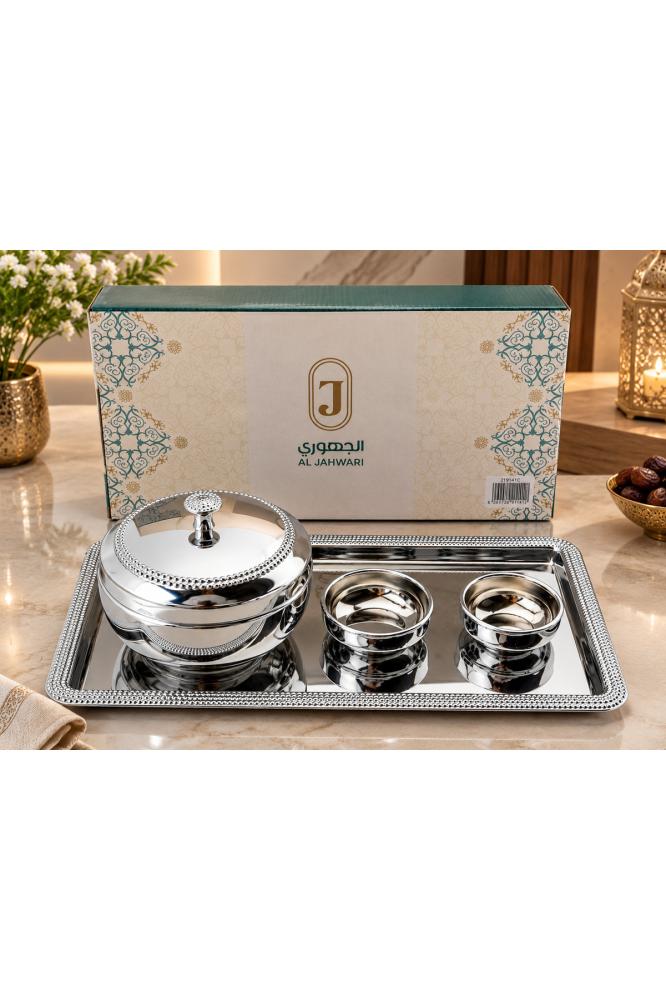 طقم تبسي مع تمرية فضي كبير 219141C