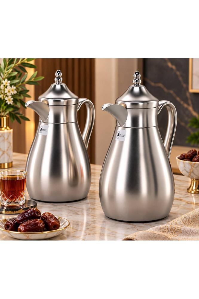 طقم ترامس شاي وقهوة قمر 2 حبة خشبي مطفي
