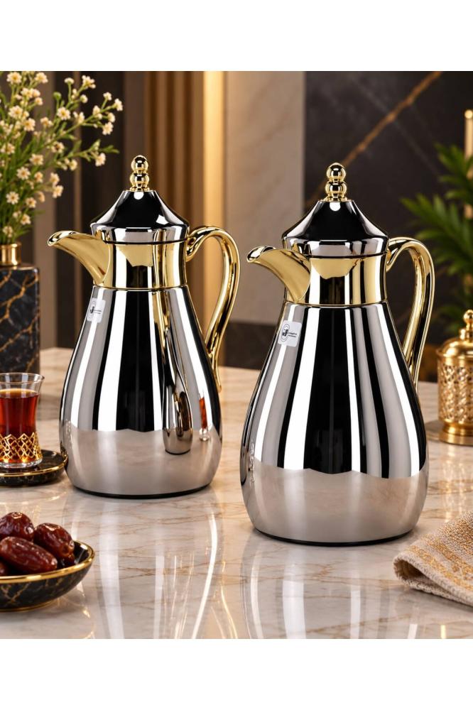طقم ترامس شاي وقهوة قمر 2 حبة نيكل ذهبي