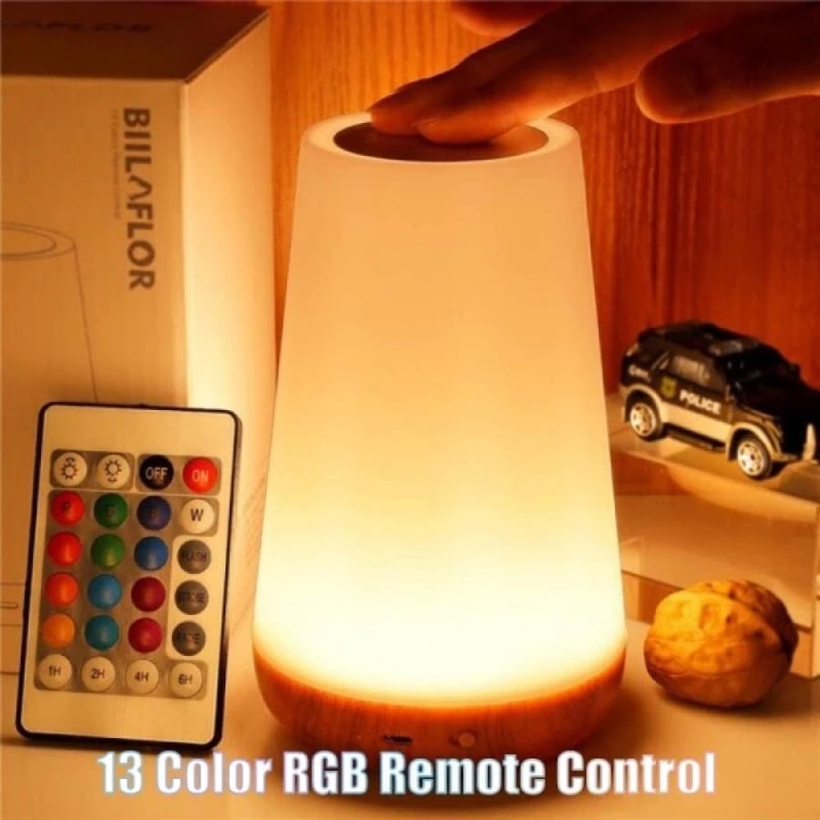 مصباح طاولة أنيق بتقنية RGB، مزود بـ 13 لونًا مختلفًا يمكن التحكم بها عن بُعد.