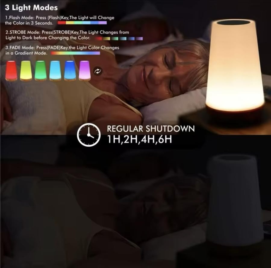 مصباح طاولة أنيق بتقنية RGB، مزود بـ 13 لونًا مختلفًا يمكن التحكم بها عن بُعد.