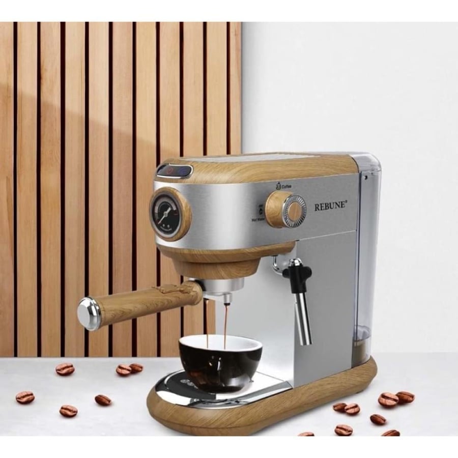 ريبون ماكينة إسبريسو 1450 واط - 1 ليتر - فضي وبني - RE-6-035
