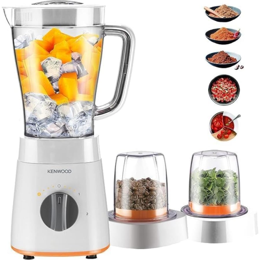 كينوود خلاط مع مطحنتين متعددة الإستخدام - سرعتان - 500 واط - 2 ليتر - أبيض - OWBLP15.360WH