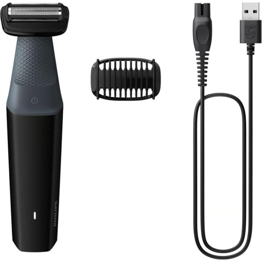 فيليبس Bodygroom ماكينة حلاقة الجسم المقاومة للماء من سلسلة 3000 - أسود - BG3017