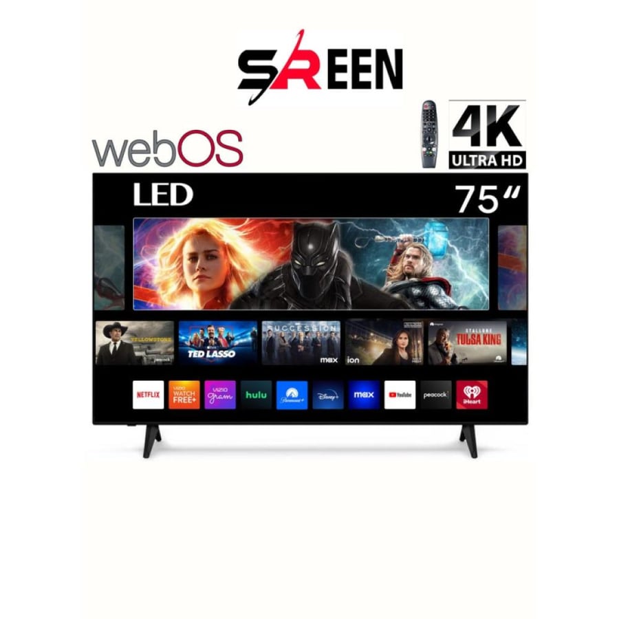 سرين شاشة سمارت - 75 بوصة - دقة 4K - نظام تشغيل WebOs موديل SRET-75S4KW2
