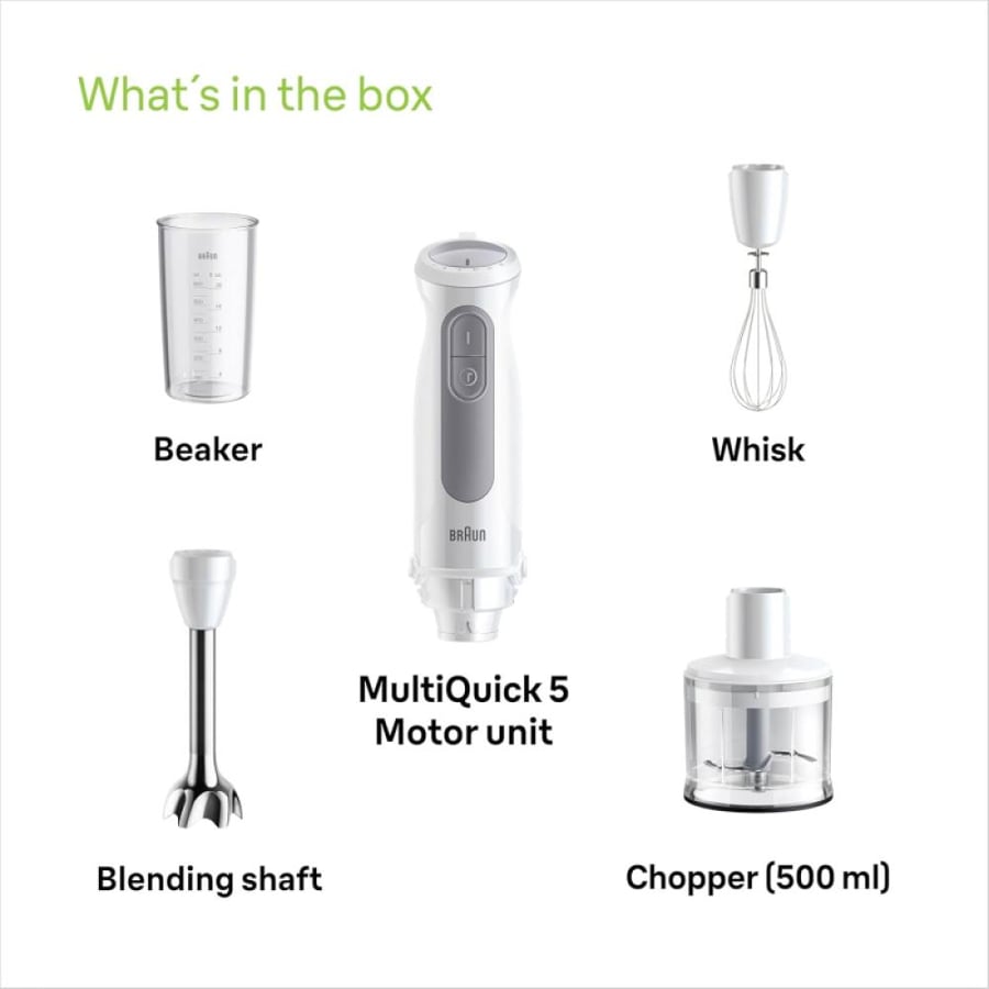 براون MultiQuick 5 خلاط يدوي متعدد الوظائف، 1000 واط، 21 سرعة، 600 مل - أبيض - MQ50236