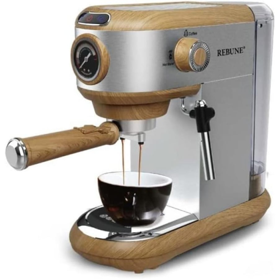 ريبون ماكينة إسبريسو 1450 واط - 1 ليتر - فضي وبني - RE-6-035