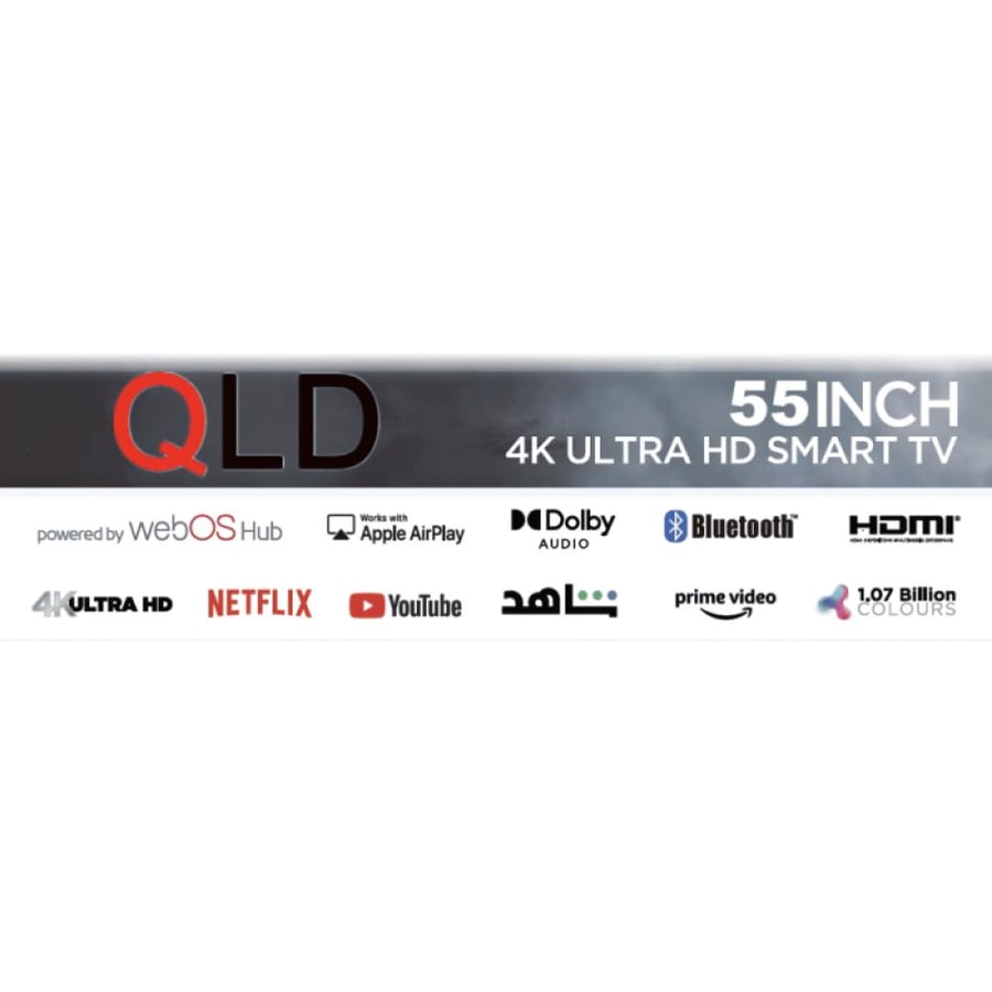 QLD شاشة سمارت 55 بوصة - DLED 4K - نظام تشغيل ويبوس - QLDT-55S4KW1