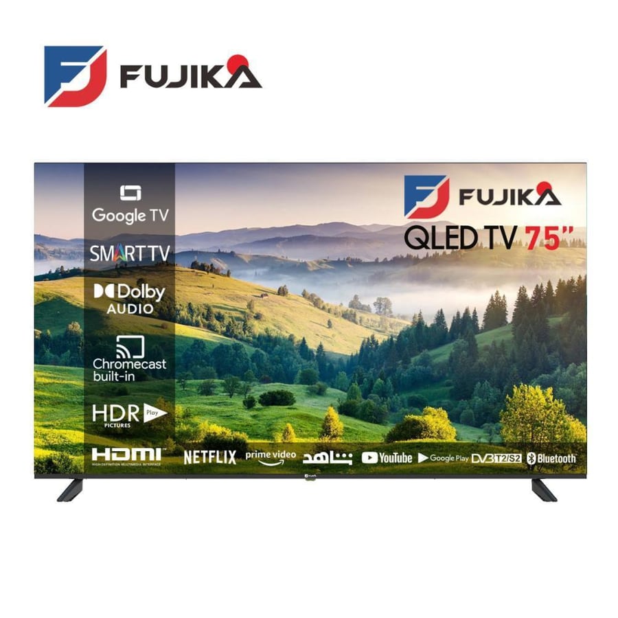 شاشة فوجيكا 75 بوصة QLED 4K – ذكي بنظام Google مع HDR وDolby Atmos موديل FJK-75KQG