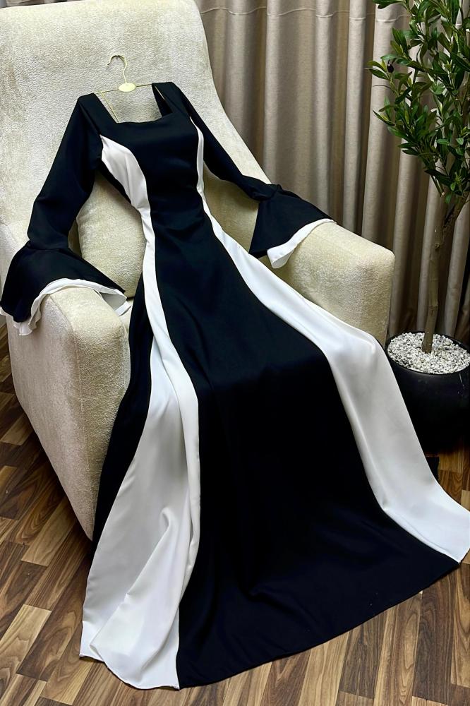 فستان اسود وابيض