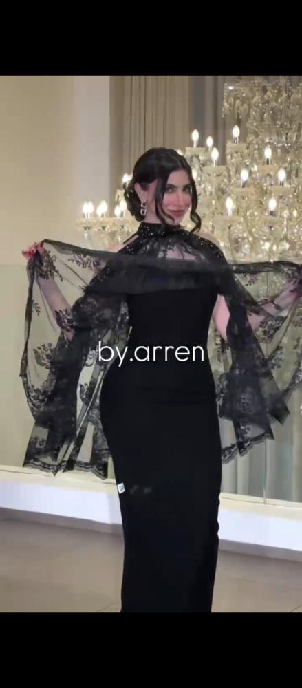 فستان أسود أنيق قطعتين باربي ودنتيل
