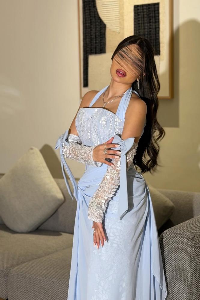 فستان سهرة مع فيكونة راقيه