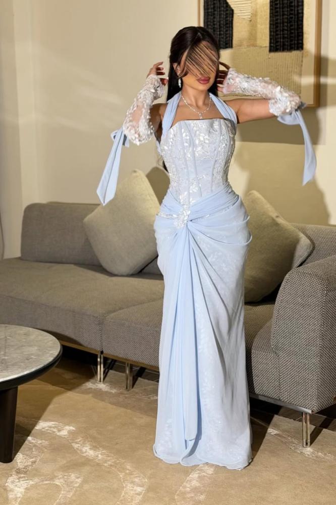 فستان سهرة مع فيكونة راقيه