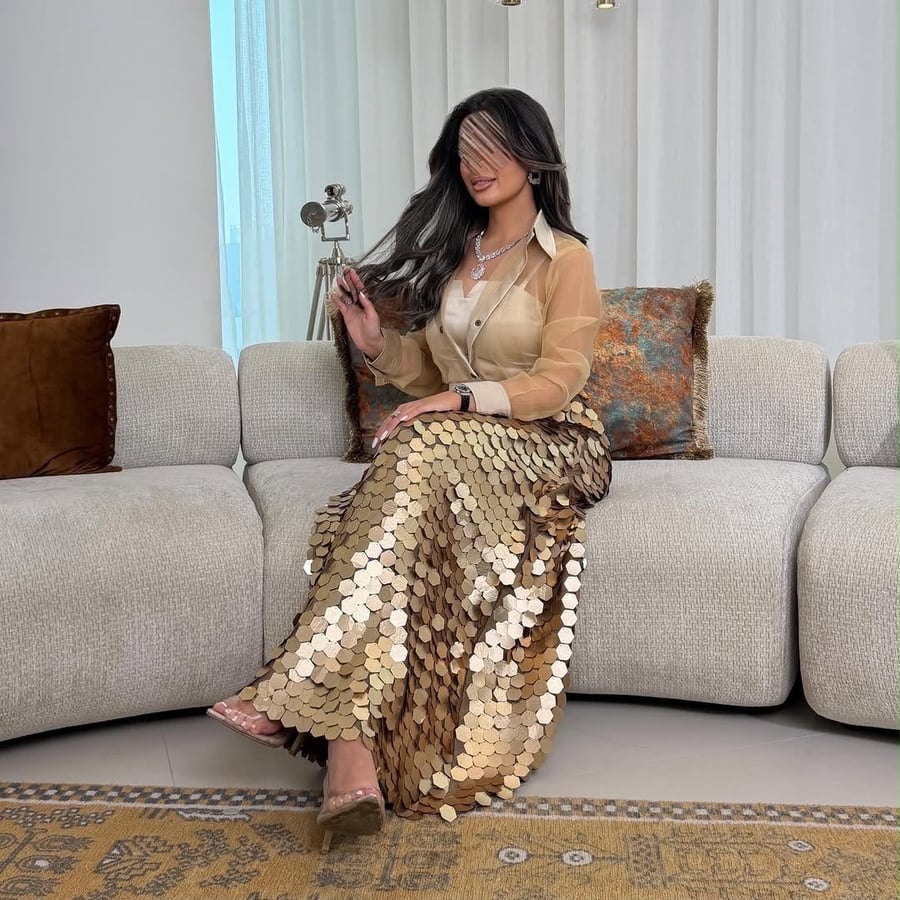 فستان ملكة جديد بأكمام شفافة راقي