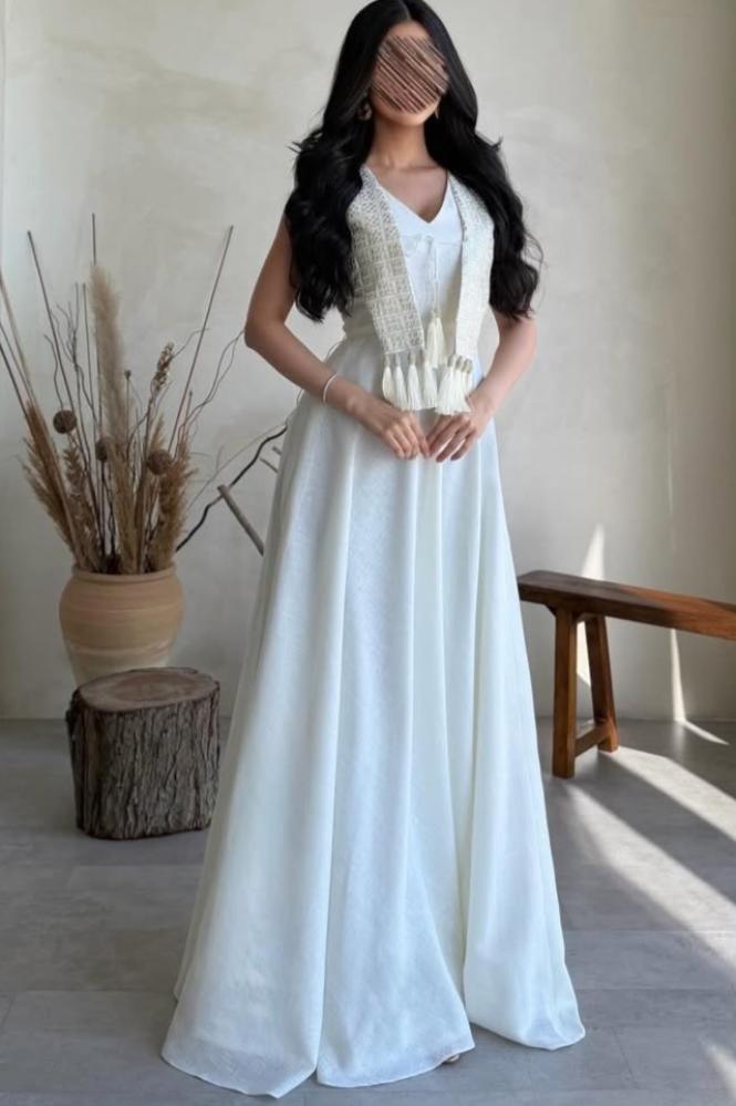 فستان سهره ناعم بيج فخم